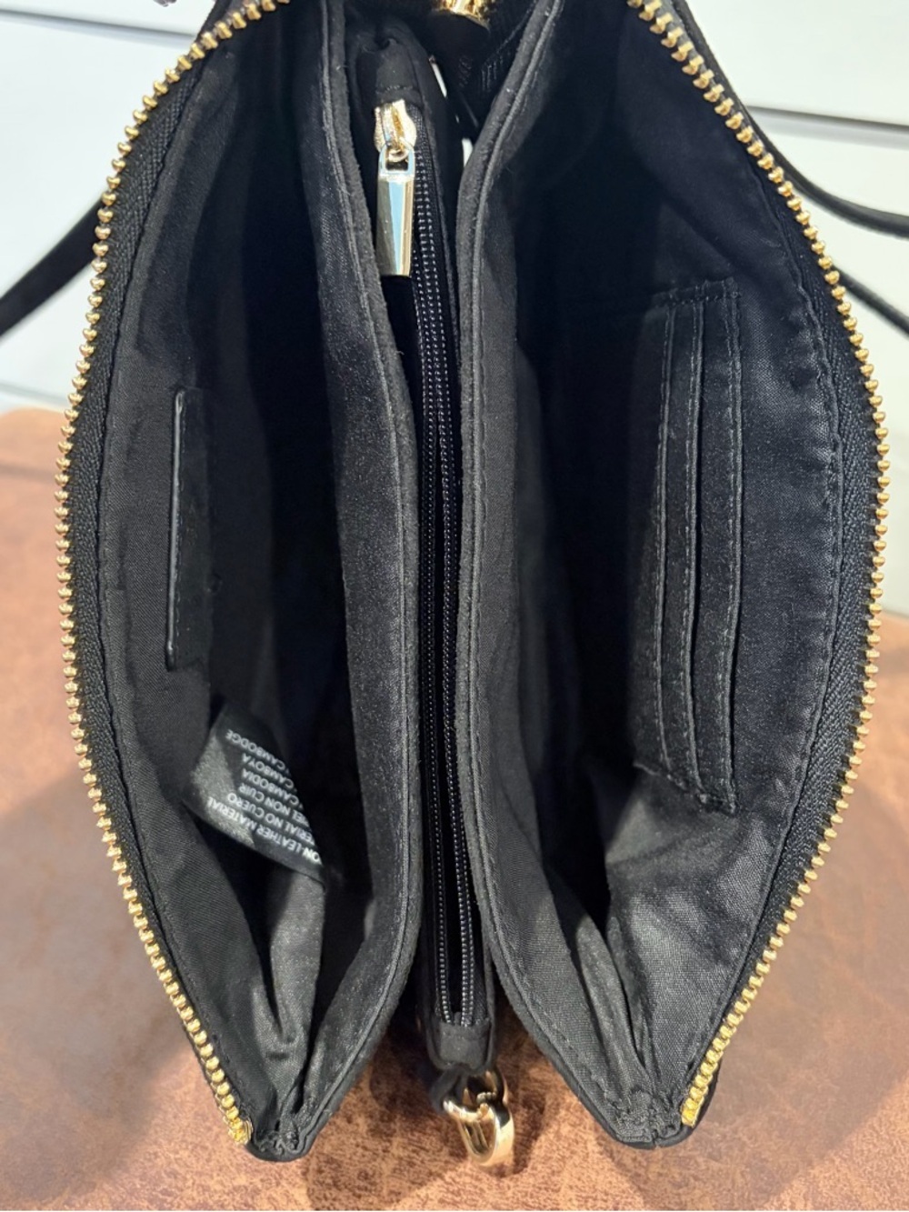 Nanette Lepore Black Faux Suede Wristlet Crossbody Wallet Minimalist Chic Core - Picture 6 of 13